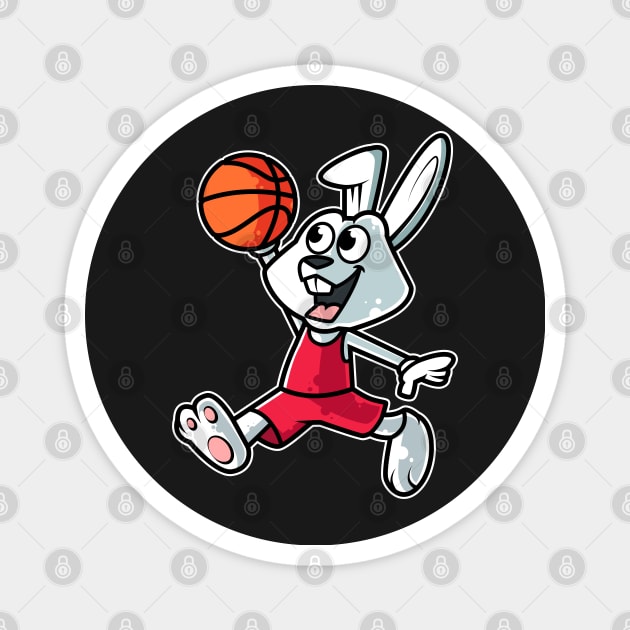 Rabbit Basketball Game Day Funny Team Sports B-ball Bunny print Magnet by theodoros20